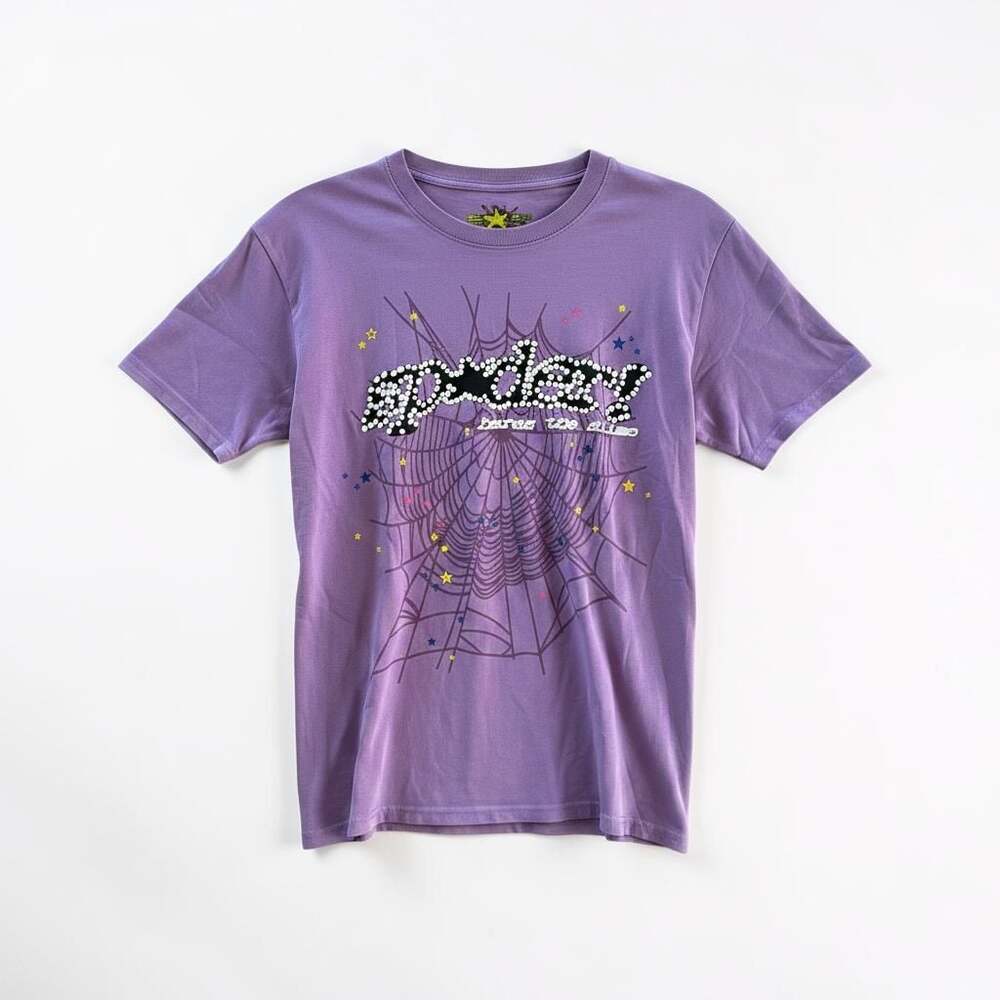 Sp5der P*nk Spider Web Rhinestone T-Shirt Purple